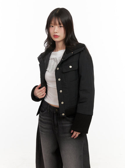 High-Neck Buttoned Jacket CJ501