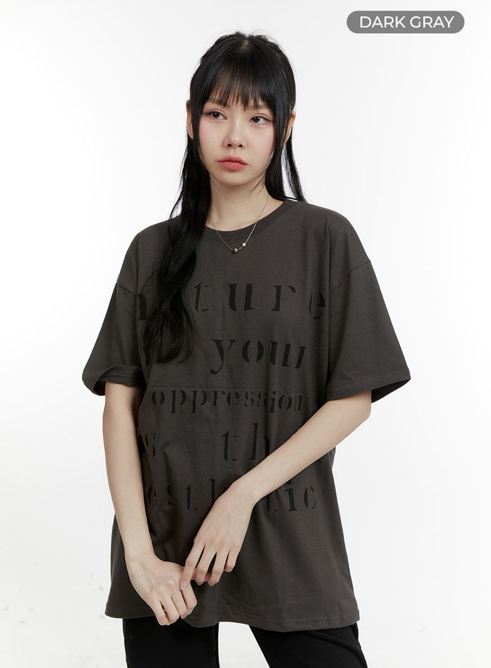 oversized-lettering-t-shirt-cm429 / Dark gray