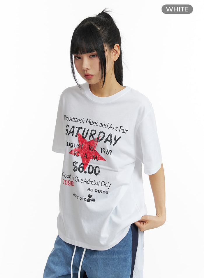 graphic-lettering-oversized-tee-cm407 / White