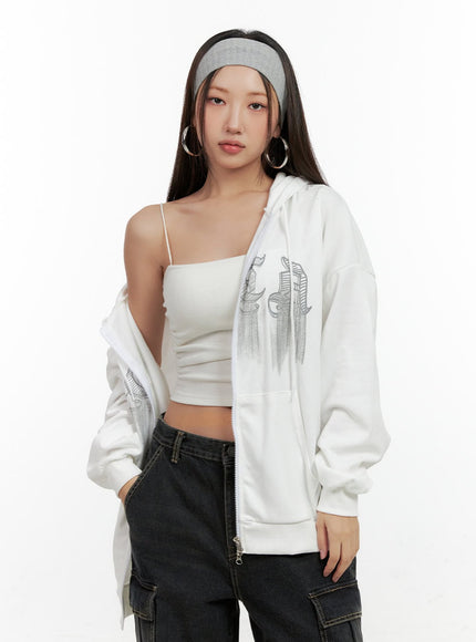 graphic-zip-up-hoodie-cn406 / White