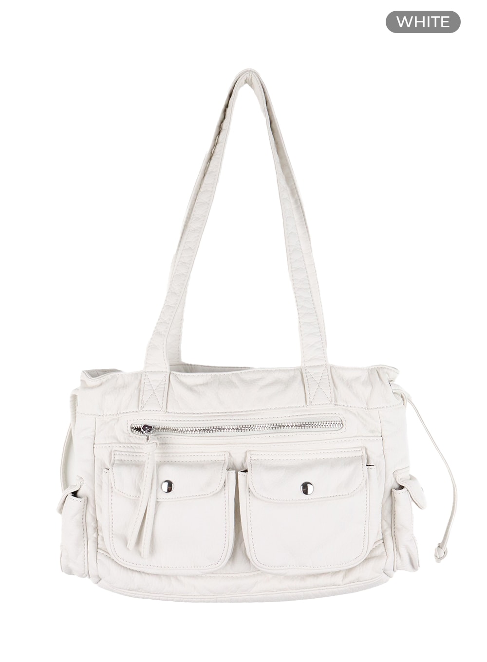 faux-leather-string-pocket-crossbody-bag-ca418 / White