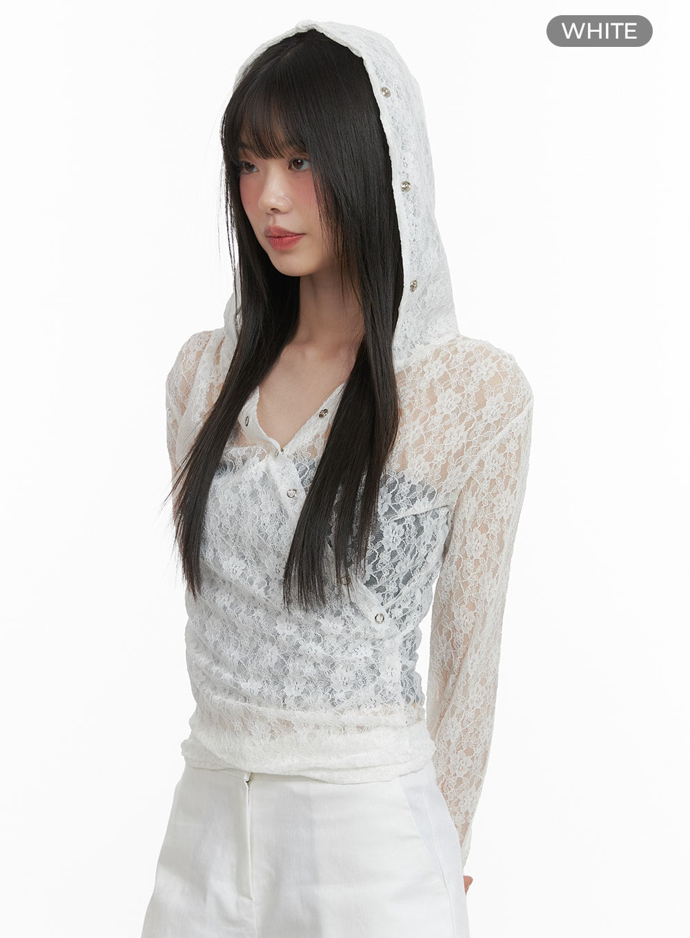 floral-laced-hoodie-crop-top-ca422 / White