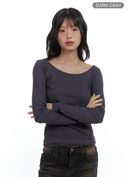 basic-slim-fit-u-neck-t-shirt-cs420 / dark gray