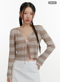 striped-bowknot-cardigan-oy413 / Beige