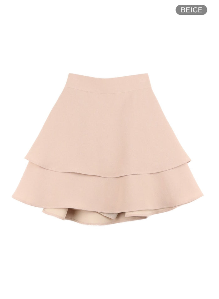 ruffle-layered-mini-skirt-oa405 / Beige