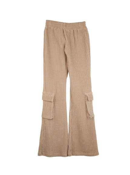 slim-fit-velvet-cargo-pants-cn426 / Beige