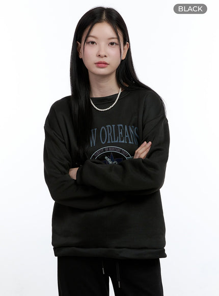 graphic-long-sleeve-crewneck-sweater-oo429 / Black