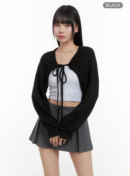 strap-bolero-knit-cardigan-os409 / Black