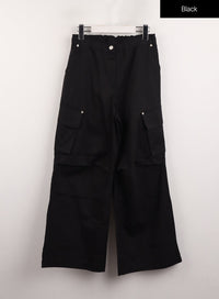cargo-straight-leg-pants-cj412 / Black