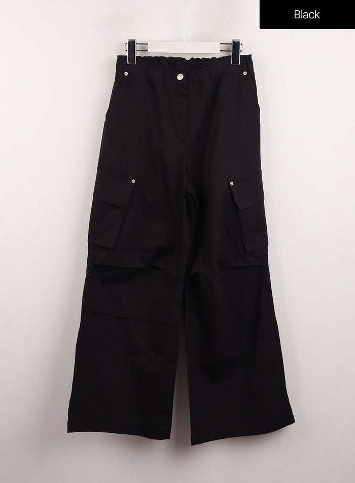 cargo-straight-leg-pants-cj412 / Black