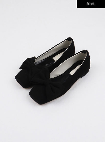 big-bow-square-toe-flats-oj405 / Black