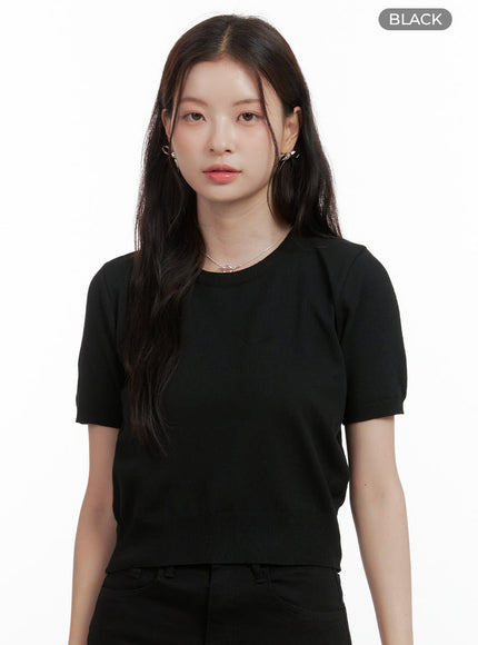 round-neck-loose-fit-shirt-ol417 / Black