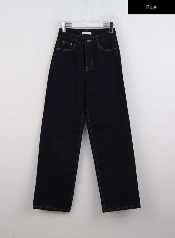 wide-leg-dark-washed-jeans-od307 / Blue