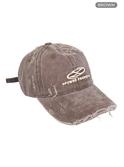 distressed-embroidered-cap-co426 / Brown