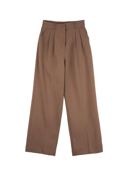 cozy-warm-pintuck-trousers-on418 / Brown