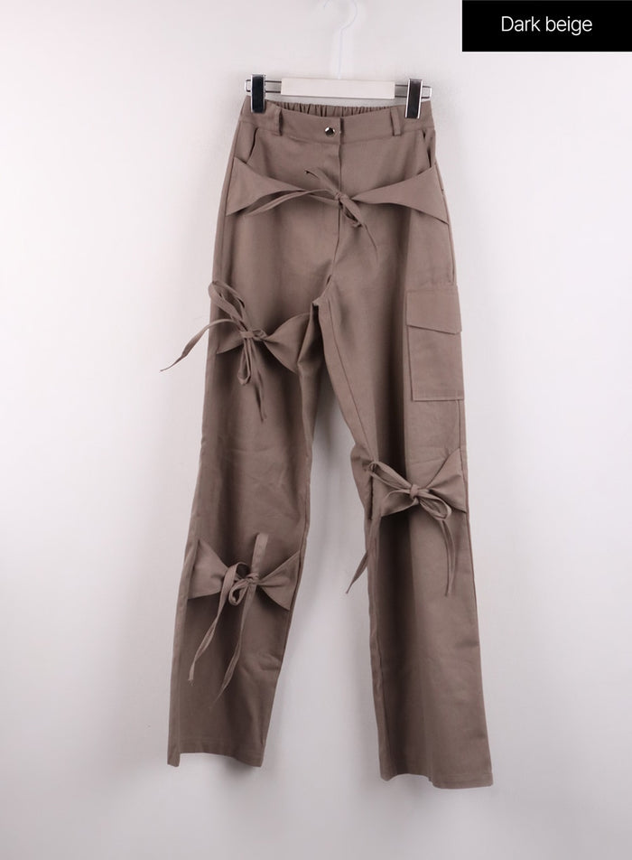 ribbon-detail-cargo-pants-cf401 / Dark beige