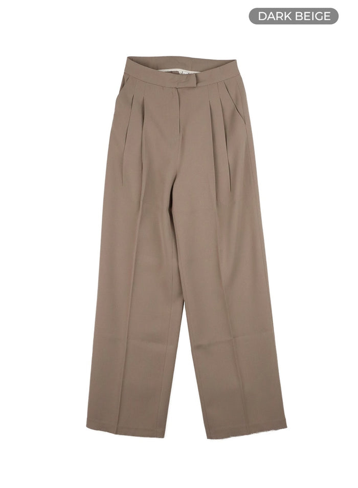 pintuck-loose-fit-trousers-oy409 / Dark beige