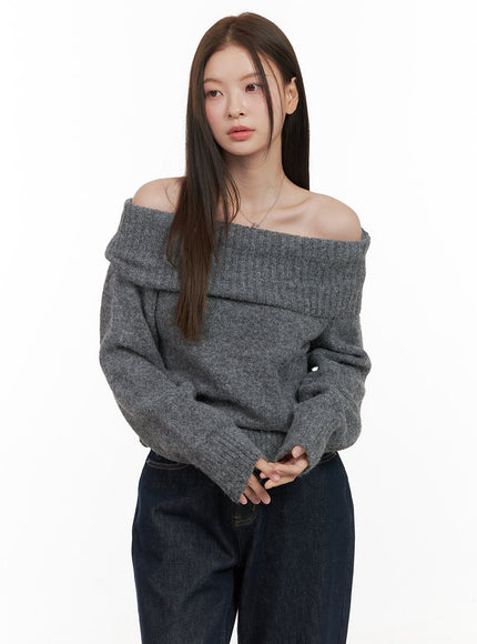 chic-off-shoulder-sweater-od412 / Gray