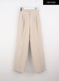 pintuck-tailored-pants-oo312 / Light beige