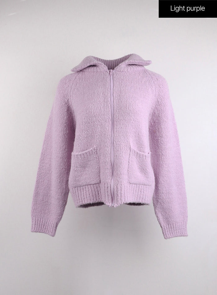 collar-zip-up-sweater-oj418 / Light purple