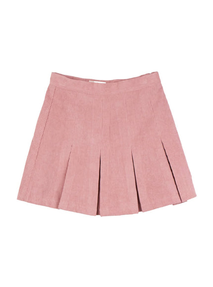 pleated-corduroy-mini-skirt-od403 / Pink