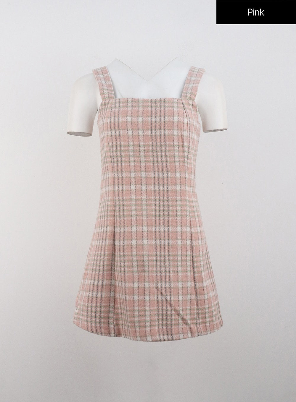 square-neck-check-mini-dress-on327 / Pink