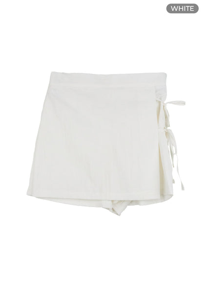 ribbon-strap-solid-mini-skirt-og409 / White