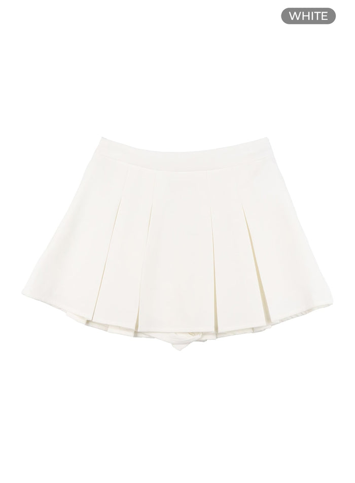 solid-pleated-mini-skirt-oa416 / White