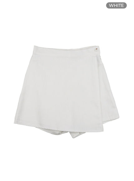 unbalanced-sheer-denim-mini-skirt-ol417 / White