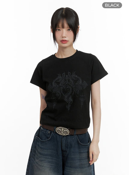 cotton-graphic-tee-cl412 / Black