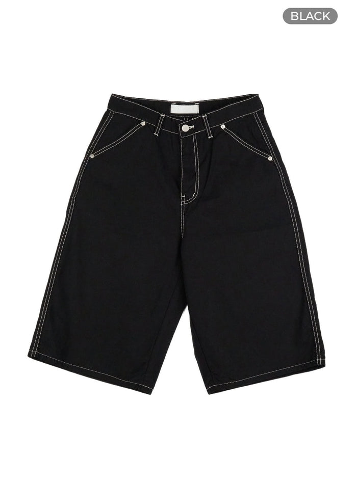 cotton-stitched-bermuda-shorts-cu425 / Black