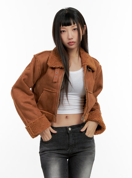 fuzzyfemme-crop-jacket-cn406 / Brown