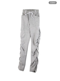 string-waist-shirring-bootcut-pants-cm429 / Gray
