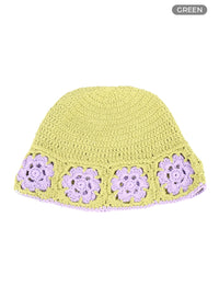 floral-crochet-beanie-ca412 / Green