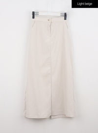 slit-corduroy-maxi-skirt-on315 / Light beige