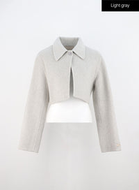 one-button-crop-tailored-jacket-on310 / Light gray