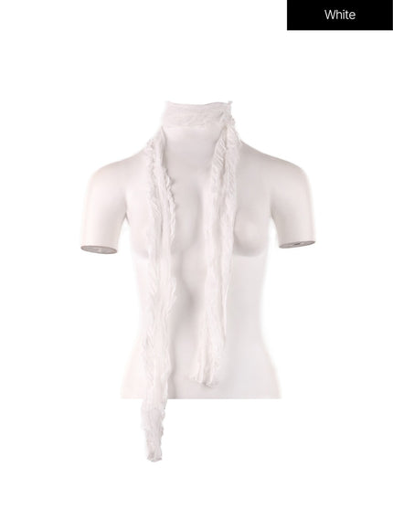 wrinkled-skinny-scarf-cf408 / White