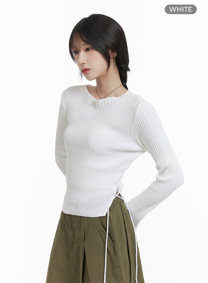 cut-out-ribbed-knit-top-ca404 / White