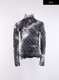 layered-textured-mesh-top-cj422 / Black