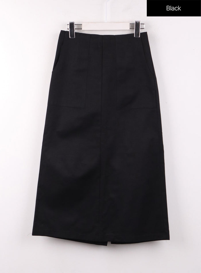 basic-solid-mid-skirt-of406 / Black
