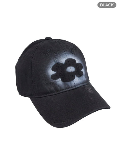 distressed-denim-graphic-cap-oo401 / Black