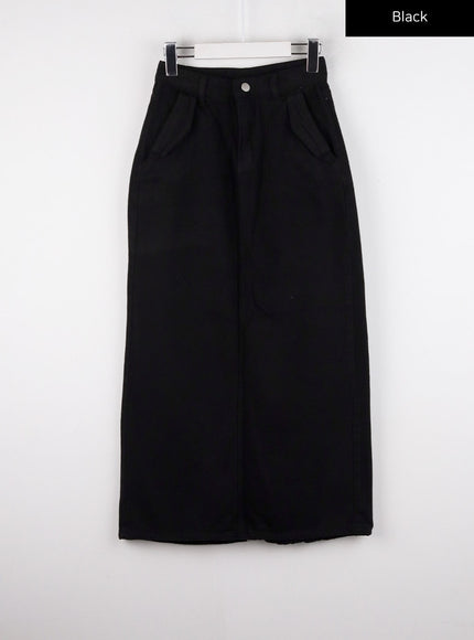 corduroy-mid-rise-solid-maxi-skirt-cd315 / Black