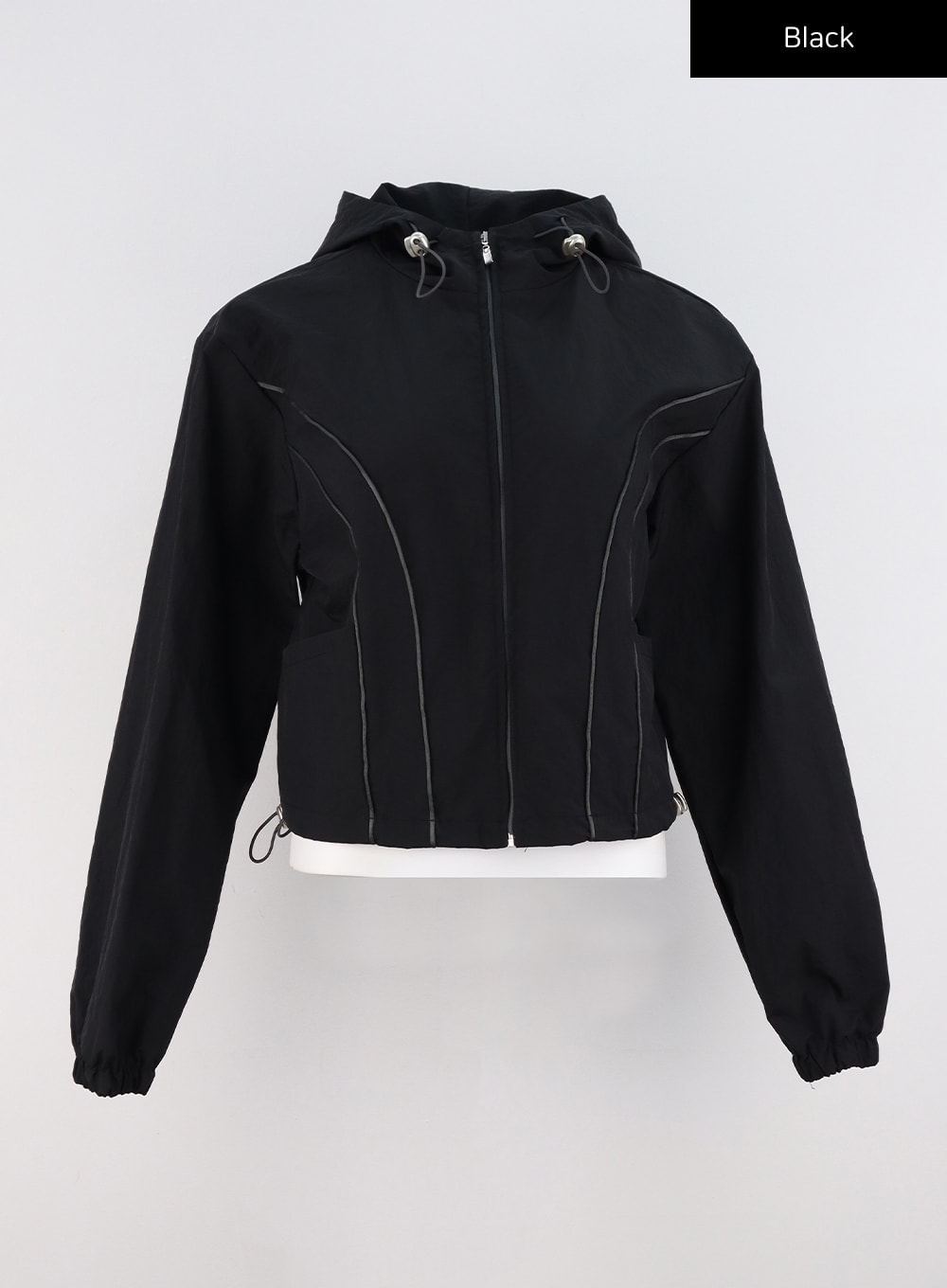 nylon-long-sleeve-hooded-jacket-cs327 / Black