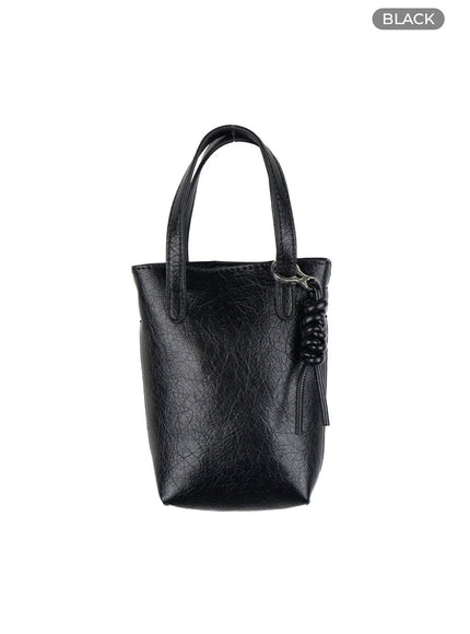 twisted-charm-mini-faux-leather-bag-ol430 / Black