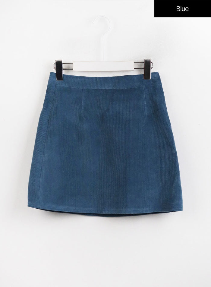 corduroy-zipper-mini-skirt-oj423 / Blue