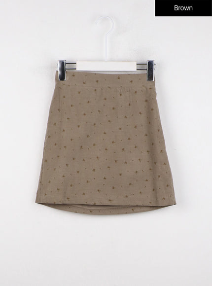 floral-patterned-mini-skirt-od326 / Brown