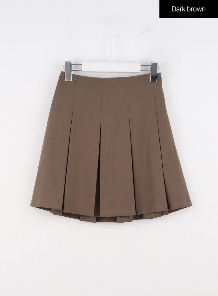 pleated-mini-skirt-oo312 / Dark brown