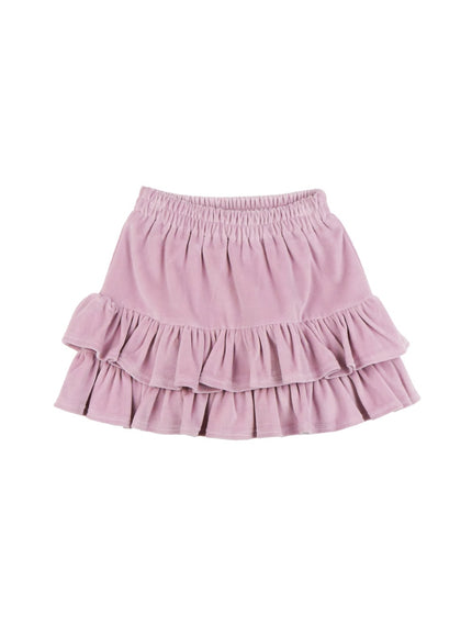 frill-velvet-mini-skirt-od412 / Pink