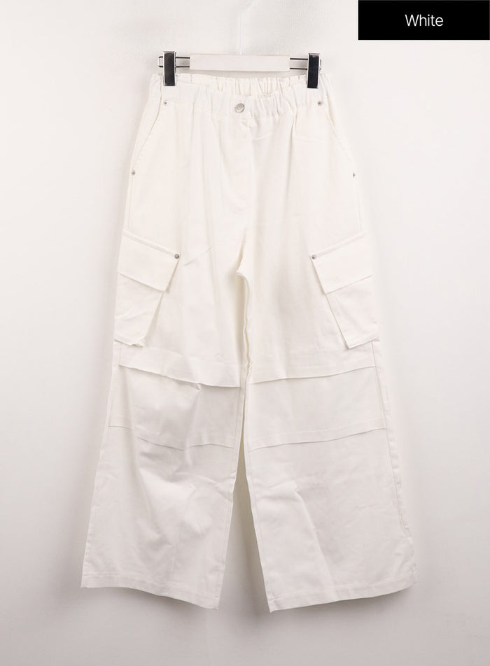 cargo-straight-leg-pants-cj412 / White