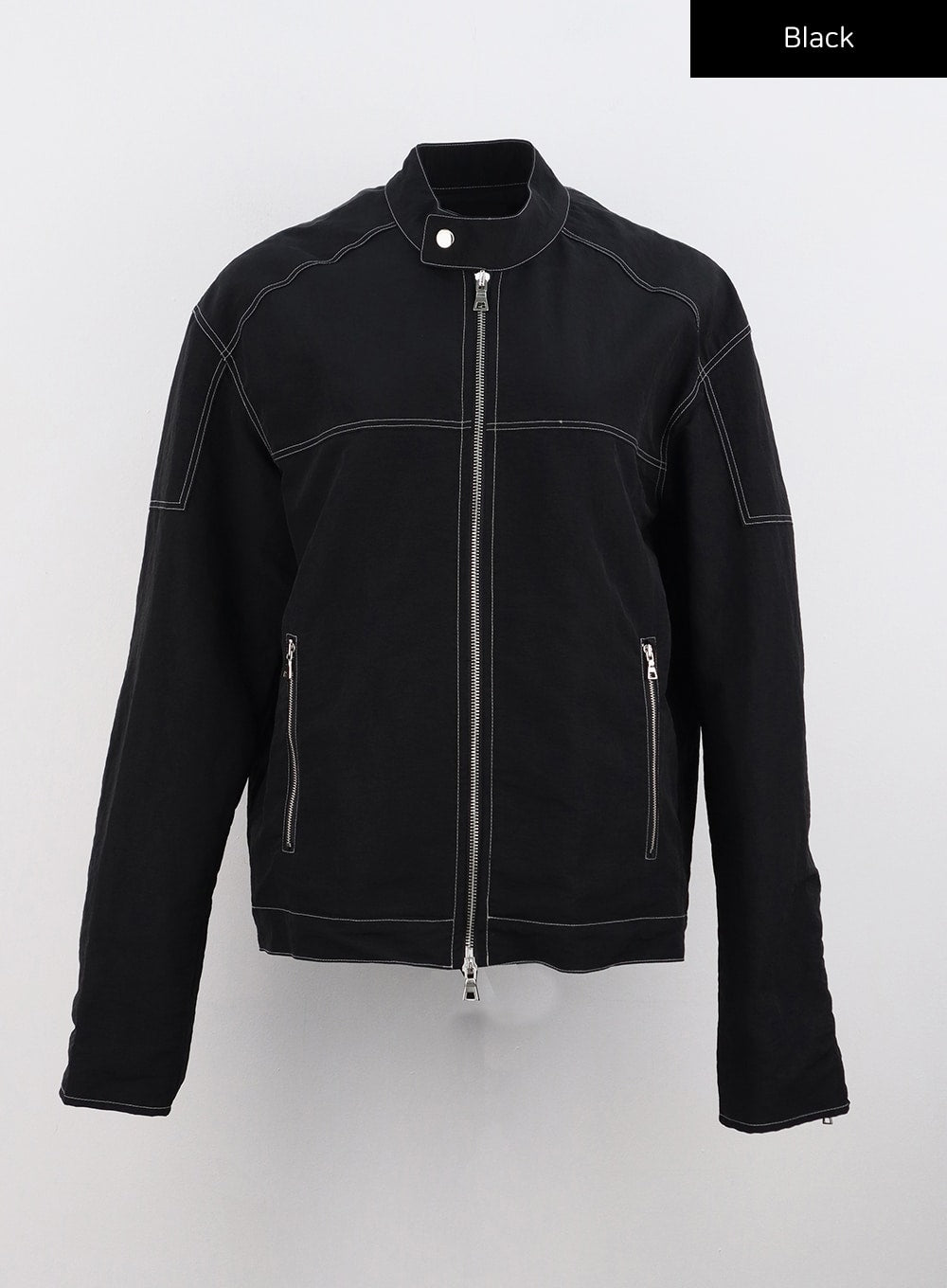 collarless-nylon-zip-up-jacket-cg329